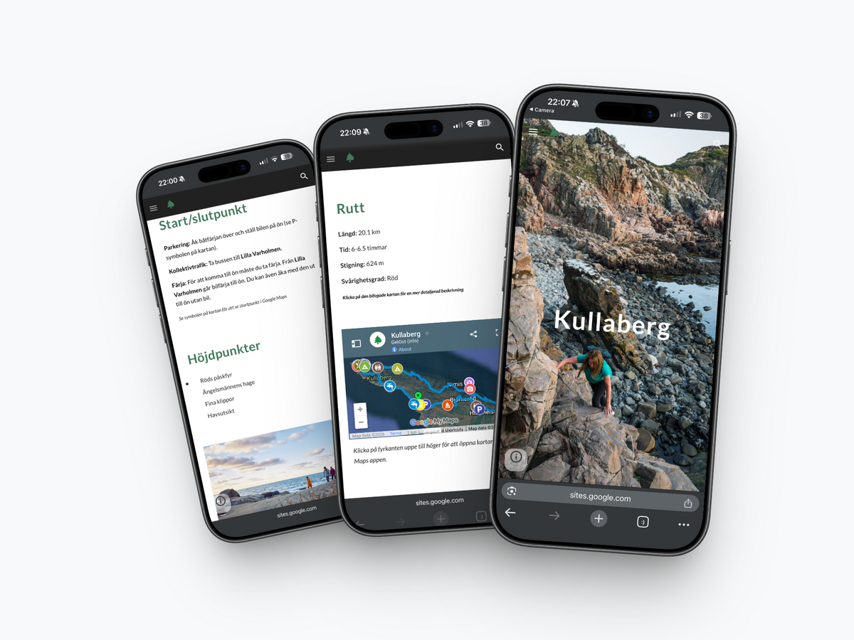 Digital vandringsguide för Kullaberg med karta och praktisk information